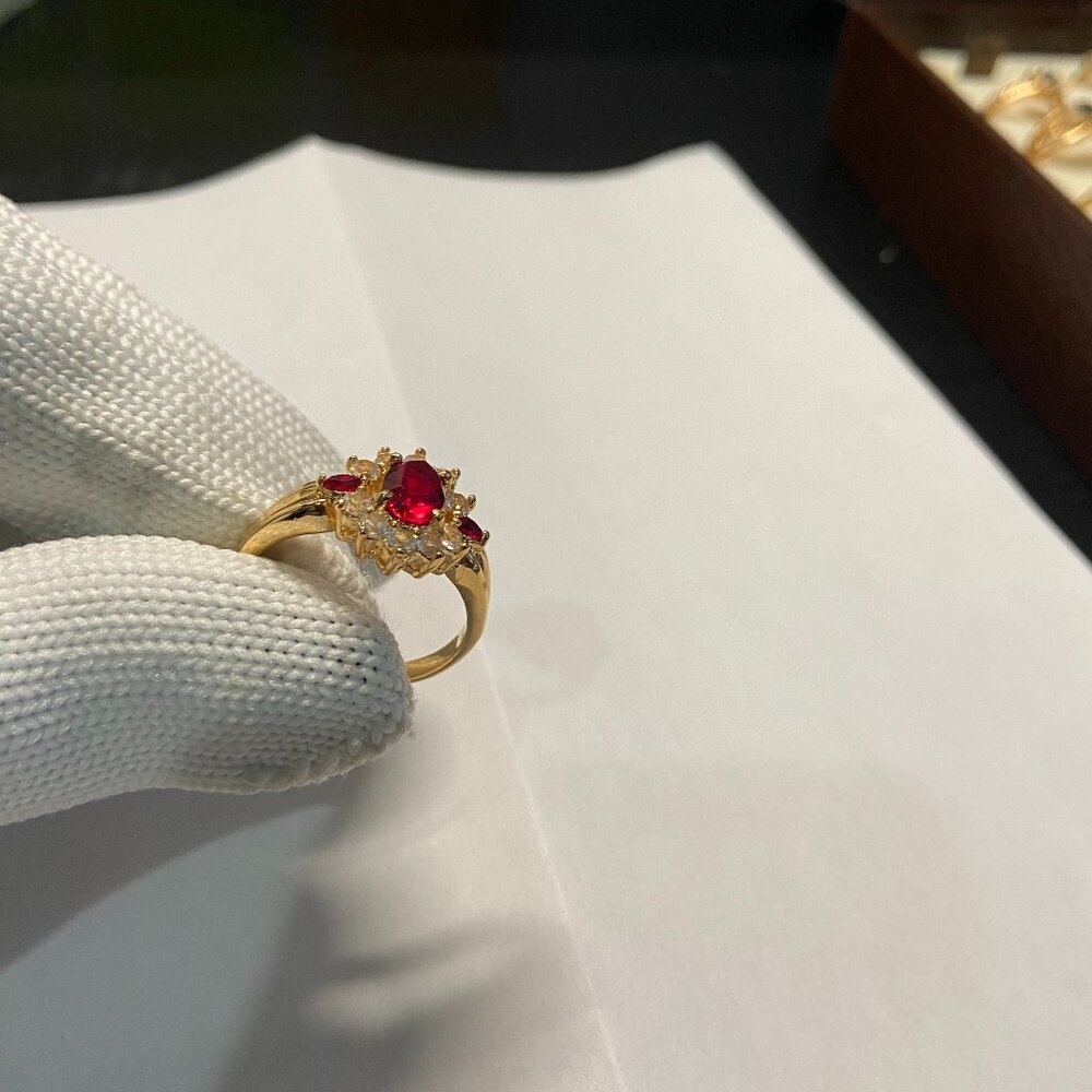 Ruby Red Cz Diamond Statement Ring Size 13 - image 5